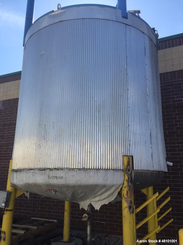 Used Zero Manufacturing Tank, Model ZS, 6,000 Gallon, 316 Stainless Steel, Vertical. Approximate 120" diameter x 112" straight side. Single shell, insulated, dished top and bottom. Opening top: 24" m...