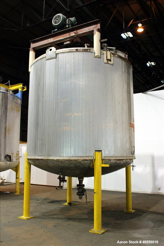 Used Zero Manufacturing Mixing Tank, 6,000 Gallon, 316 Stainless Steel, Vertical. Approximately 120" diameter x 106" straight side. Dished Top, Dish Bottom. Single Shell, Insulated. Carbon steel I-be...