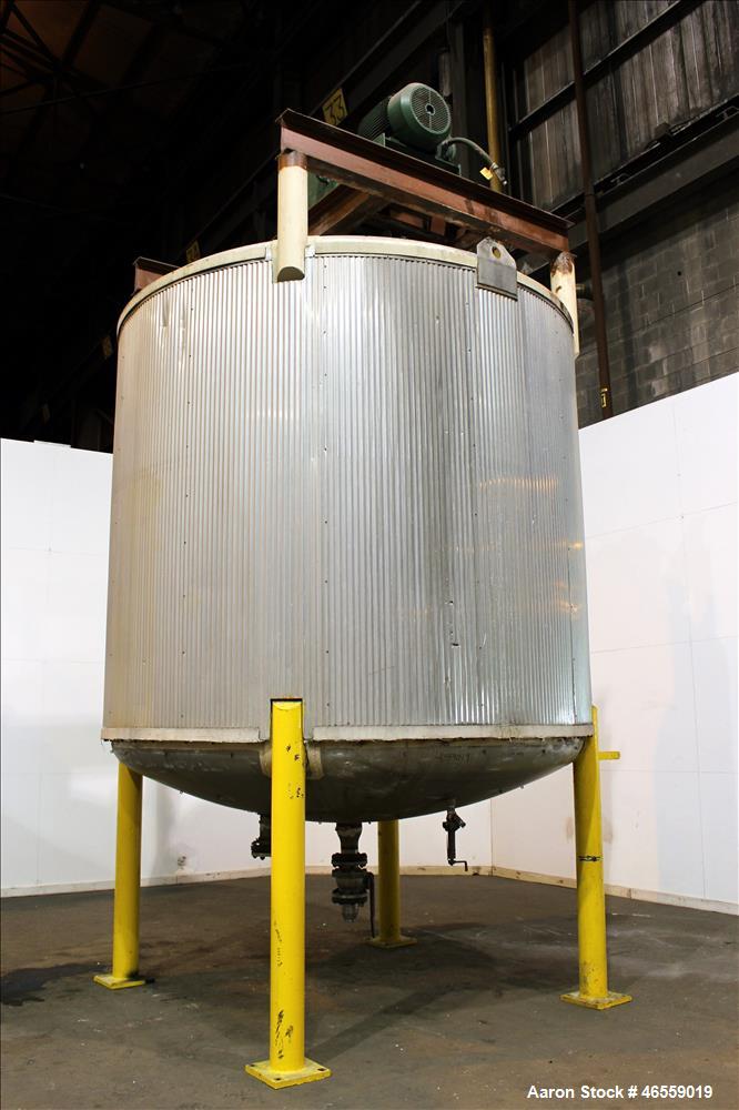 Used Zero Manufacturing Mixing Tank, 6,000 Gallon, 316 Stainless Steel, Vertical. Approximately 120" diameter x 106" straight side. Dished Top, Dish Bottom. Single Shell, Insulated. Carbon steel I-be...