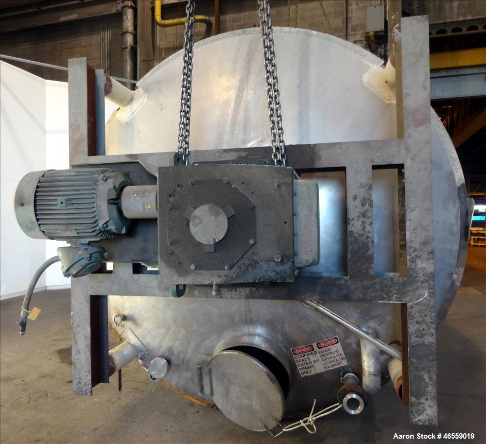 Used Zero Manufacturing Mixing Tank, 6,000 Gallon, 316 Stainless Steel, Vertical. Approximately 120" diameter x 106" straight side. Dished Top, Dish Bottom. Single Shell, Insulated. Carbon steel I-be...