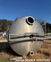 Used Stainless Steel Tank | 5,600 Gallon Capacity | 108” Dia x 108” Straight Side | Dished Top & Bottom | Skirt Mounted