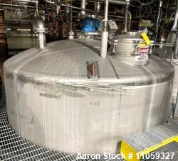 Used- 10,000 Gallon Jacketed Stainless Steel Dish Bottom Mix Tank. 10' Dia. X 16' T/T (22'9" Overall Height). Half Pipe Stai...