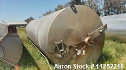 Stainless Steel Bulk Storage Tank, Approximately 8,600 Gallon capacity, 304 Stainless Steel. Vessel ...