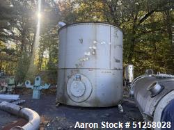 Used 10,000 Gallon Vertical Stainless Steel Tank. 316L Stainless Steel. Approximately 12' diameter x 12' tall. Side manways....