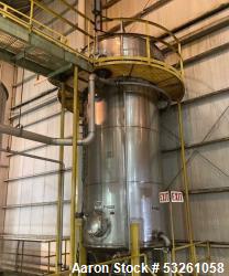 Used Approximate 6,750 gallon Stainless Steel Tank With Diaphragm Pump, V-4332. Flat top with misc. inlets & openings. Cone ...