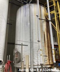 Used Approximate 8,680 gallon 316L Stainless Steel Agitated Tank With Goulds Centrifugal Pump. V-4508, P-4203.  Atmos. at 21...