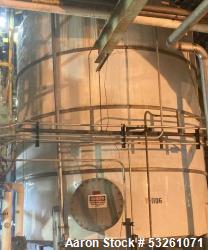 Used Approximate 8000 gal 316L Stainless Steel Agitated Tank With Centrifugal Pump, V-1106. Pump P-1106. Unimount 125 motor,...