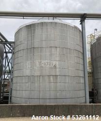 Approximate 80,000 gallon 316L Stainless Steel Storage Tank, T-1021. Dished top with misc. top inlet...