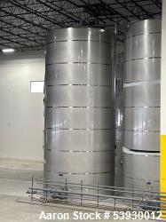 Used 2022 Single wall 35,000 Gallon stainless steel vertical silo, 14ft Diameter X 30ft High, front manways, (TK 112), with ...