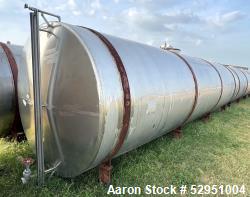 Used- Tolan Horizontal Tank, 5,800 Gallons, Stainless Steel. Approximate 78" diameter x 24' long, slight coned heads. Mounte...