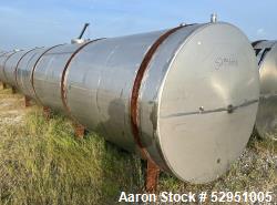 Used- Tolan Horizontal Tank, 5,800 Gallons, Stainless Steel. Approximate 78" diameter x 24' long, slight coned heads. Mounte...