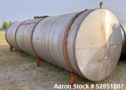 Used- Tolan Horizontal Tank, 5,800 Gallons, Stainless Steel. Approximate 78" diameter x 24' long, slight coned heads. Mounte...