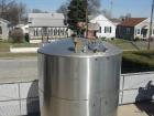 Used- 6000 Gallon 304 Stainless Steel Vertical Tank with Dished Heads on Six Legs. Tank is 120" diameter with 111" straight ...