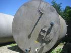 Used-approximate 10,000 gallon vertical 304 stainless steel tank with flat bottom head.