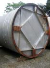 Used Approximate 10,000 gallon vertical 304 stainless steel tank. 11' Diameter x 15' straight side. With flat top and slope bottom heads.