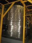 Used Approximate 10,000 gallon vertical 304 stainless steel tank. 11' Diameter x 15' straight side. With flat top and slope bottom heads.