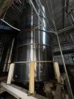 Used 8,000 Gallon Stainless Steel Mix Tank – Cone Bottom, Bridge-Mounted Agitator, 6-Leg Support