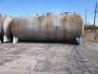 Used Approximately 15,000 Gallon 316 Stainless Steel Horizontal Storage Tank.  Approximately 10' diameter x 24' straight side.  Dished heads.  Various top openings.