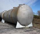 Used Approximately 15,000 Gallon 316 Stainless Steel Horizontal Storage Tank.  Approximately 10' diameter x 24' straight side.  Dished heads.  Various top openings.