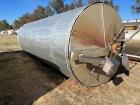 Used- Stainless Steel Insulated Bulk Storage Tank, Approximately 8,600 Gallon capacity, vessel measures 94