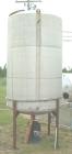 Used 5000 Gallon vertical, type 316 stainless steel, storage tank. Dome top and dish bottom. Tank is approximately 8' diameter x 18' tall. Top manway. Top lifting lugs. Mounted on 4 carbon steel legs...