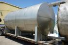 Used 12,000 Gallon Stainless Steel Tank. 316 stainless steel, horizontal. 10' diameter x 20'. 1' peak ends, 22' long x 11' high. 20'' oval front manway. 24