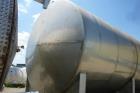 Used 12,000 Gallon Stainless Steel Tank. 316 stainless steel, horizontal. 10' diameter x 20'. 1' peak ends, 22' long x 11' high. 20'' oval front manway. 24