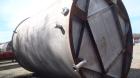 Used Tank, Approximate 10,000 Gallon, 304 Stainless Steel, Vertical. Approximate 132” diameter x 180” straight side. Flat welded top, flat bottom. 24” Man way with cover (4)3”, 3”, off center bottom ...