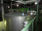 Used Krenz Approximately 5,200 Gallon Stainless Steel Storage Tank. Approximately 9' diameter x 11' straight side. Flat bottom and slight cone top. Various top openings including a 17