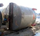 Used Tank, 6000 Gallon, 304 Stainless Steel, Vertical. 120” Diameter x 120” straight side, flat top, dished bottom. Top entering agitator with a shaft and (2) (6) blade turbines, driven by a 7.5hp mo...