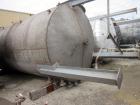 Used Tank, 5500 Gallon, 304 Stainless Steel, Vertical. 96” Diameter x 192” straight side, flat top, coned bottom. Fixed carbon steel agitator bridge with a top entering Chemineer agitator, 4 blade tu...
