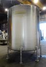 Used Single Wall Tank, Approximate 5000 Gallon, Stainless Steel, Vertical.