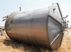 Used Tank, Approximate 12,000 Gallon, Stainless Steel tank, Vertical. Approximately 11' diameter x 16' straight side, cone top with 2” diameter center top opening, 20” diameter top manway and 4” diam...