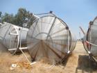 Used Tank, Approximate 12,000 Gallon, Stainless Steel tank, Vertical. Approximately 11' diameter x 16' straight side, cone top with 2” diameter center top opening, 20” diameter top manway and 4” diam...