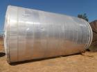 Used Tank, 17,000 Gallon, Stainless Steel, Vertical. Approximate 12' diameter x 20' straight side. Includes cone top with slight sloped bottom to 3