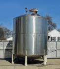 Used- 6000 Gallon Vertical Tank. 304 stainless steel (product contact areas). 120