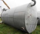 Used Tank, 15,500 Gallon, Stainless Steel, Vertical. Approximate 11-1/2' diameter x 20' high, cone top, flat bottom. Side Entering Prochem Model 33MDSL-60S side bottom agitator, driven by a 25hp, 3/6...