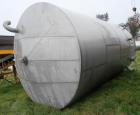 Used Tank, 20,000 Gallon, Stainless Steel, Vertical. Approximately 11-1/2' diameter x  25' high, cone top and flat bottom. Top head openings: 6