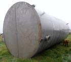 Used Tank, 20,000 Gallon, Stainless Steel, Vertical. Approximately 11-1/2' diameter x  25' high, cone top and flat bottom. Top head openings: 6