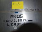 Used Tank, Approximate 19,500 Gallon, 14 Gauge Stainless steel, Vertical. Approximate 130” diameter x 336” straight side, coned top, 7” sloped bottom. Openings top 16” man way with cover and approxim...