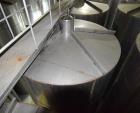 Used Tank, Approximate 19,500 Gallon, 14 Gauge Stainless steel, Vertical. Approximate 130” diameter x 336” straight side, coned top, 7” sloped bottom. Openings top 16” man way with cover and approxim...