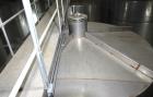 Used Tank, Approximate 19,500 Gallon, 14 Gauge Stainless steel, Vertical. Approximate 130” diameter x 336” straight side, coned top, 7” sloped bottom. Openings top 16” man way with cover and approxim...