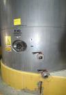Used Tank, Approximate 19,500 Gallon, 14 Gauge Stainless steel, Vertical. Approximate 130” diameter x 336” straight side, coned top, 7” sloped bottom. Openings top 16” man way with cover and approxim...
