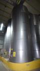 Used Tank, Approximate 19,500 Gallon, 14 Gauge Stainless steel, Vertical. Approximate 130” diameter x 336” straight side, coned top, 7” sloped bottom. Openings top 16” man way with cover and approxim...