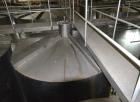 Used Tank, Approximate 19,500 Gallon, 14 Gauge Stainless steel, Vertical. Approximate 130” diameter x 336” straight side, coned top, 7” sloped bottom. Openings top 16” man way with cover and approxim...