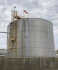 Used Approximate 216,000 gallons Stainless Steel Storage Tank With Philadelphia 40 HP Side Mount Agitator. T-1010. Flat top and Bottom. Misc. inlets Side bottom. Side Bottom Manway.