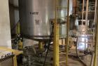 Used Approximate 6,750 gallon Stainless Steel Tank With Diaphragm Pump, V-4332. Flat top with misc. inlets & openings. Cone bottom with center bottom outlet. Side bottom manway. Has stainless steel l...