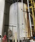 Used Approximate 8,680 gallon 316L Stainless Steel Agitated Tank With Goulds Centrifugal Pump. V-4508, P-4203.  Atmos. at 212 degrees F internal pressure. Top entering Agitator (HP unknown). Cone bot...