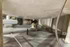 Used Approximate 8,680 gallon 316L Stainless Steel Agitated Tank With Goulds Centrifugal Pump. V-4508, P-4203.  Atmos. at 212 degrees F internal pressure. Top entering Agitator (HP unknown). Cone bot...