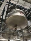 Used ICCNW Single wall stainless steel mixing tank, 120 diameter x 11FT high, 6,813 gallon capacity, (TK 232), 4 blade agitator with 5HP drive, mounted on load cells (East 2)
